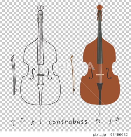 低音提琴手繪插圖集 98466682