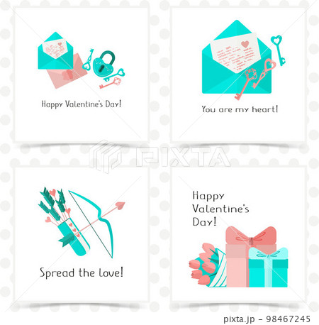 Valentine set of colored postcards 98467245