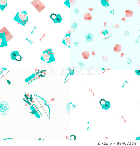 Valentines Cartoon Pattern Set Valentines Cartoon Pattern Set 98467258