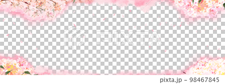 春天盛開，櫻花盛開的簡單背景插圖 98467845