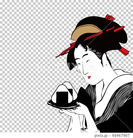 Ukiyo-e Utamaro arranged illustration onigiri 98467907