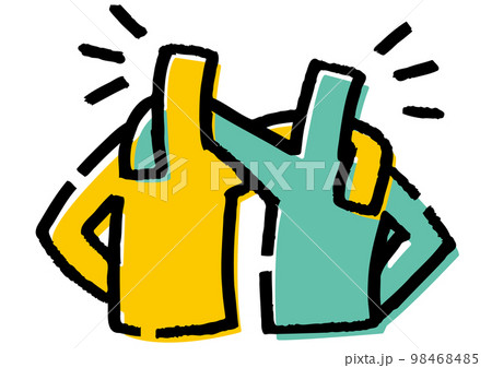 肩を組む2人の仲良し棒人間 肩を組む2人の仲良し棒人間 98468485