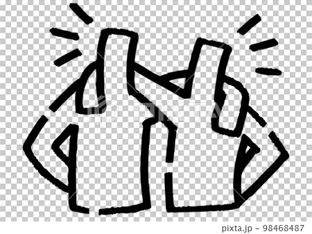 Two good friends stickman shoulder to shoulder Two good friends stickman shoulder to shoulder 98468487