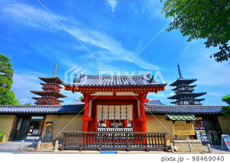 【奈良県】晴天下の薬師寺(東塔と西塔) 【奈良県】晴天下の薬師寺(東塔と西塔) 98469040