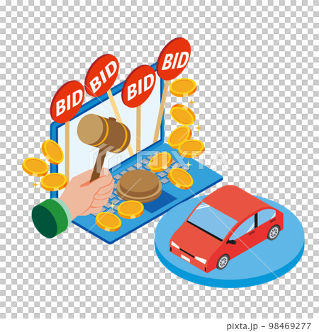 Image illustration of a car auction on the Internet Image illustration of a car auction on the Internet 98469277