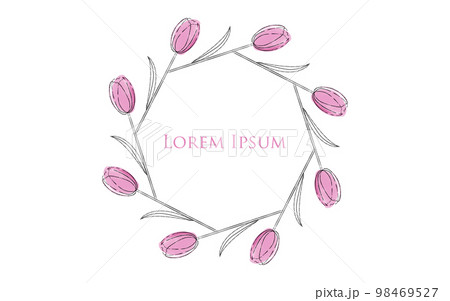 ラベンダー色のチューリップのリースのロゴデザインイラスト 98469527