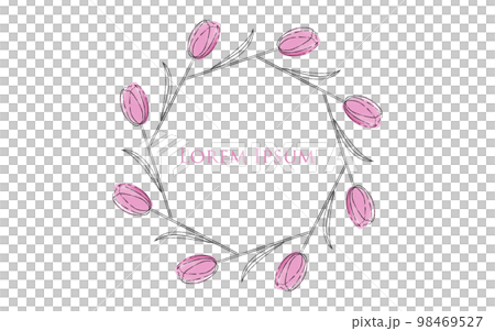 ラベンダー色のチューリップのリースのロゴデザインイラスト 98469527