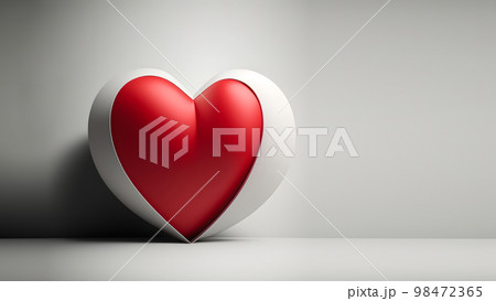 minimalistic valentines day background with heart symbol and copy space, neural network generated art 98472365
