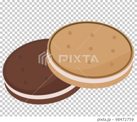 バニラビスケットとココアサンド。チョコレート味のクッキー。ベクターイラスト 98472759