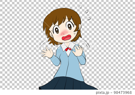 手を振って拒絶する女子高生のイラスト素材 [98473968] - PIXTA
