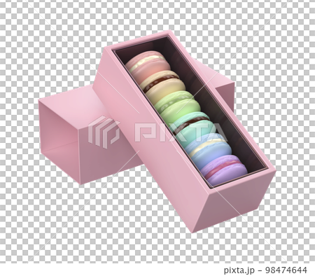 Pink box with six different french macarons 98474644