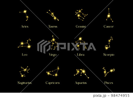 Horoscope Constellations of the zodiac sign from a Horoscope Constellations of the zodiac sign from a 98474955