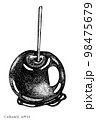 Carnival food vintage vector illustrations collection. Black and white caramel apple. 98475679