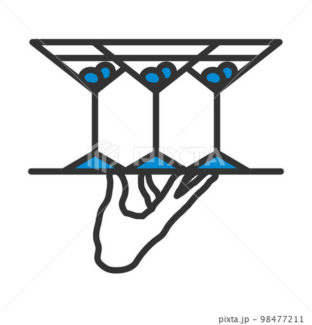 Waiter Hand Holding Tray With Martini Glasses Icon Waiter Hand Holding Tray With Martini Glasses Icon 98477211