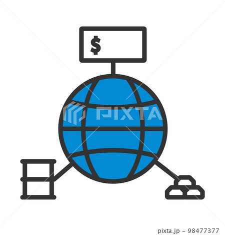 Oil, Dollar And Gold With Planet Concept Icon Oil, Dollar And Gold With Planet Concept Icon 98477377