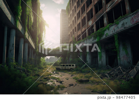 荒廃した都市のイラスト素材 [98477405] - PIXTA