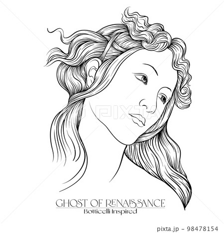 Portrait of a woman inspired by a painting by Renaissance artist Botticelli. 98478154