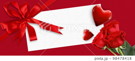 Valentine's day greeting card with red hearts and space for your greetings. 98478418