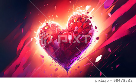 dark valentines day ornate fantasy heart...のイラスト素材 [98478535] - PIXTA