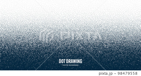 Stipple pattern, dotted geometric background. Stippling, dotwork drawing, shading using dots. Pixel disintegration, random halftone effect. White noise grainy texture. Vector illustration 98479558