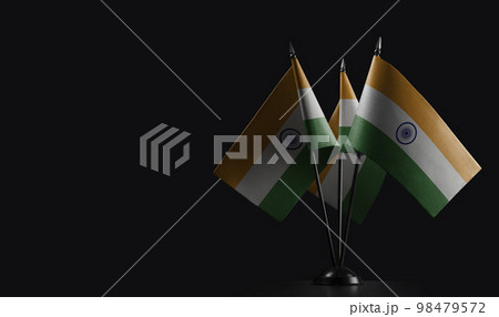 Small national flags of the India on a black background Small national flags of the India on a black background 98479572