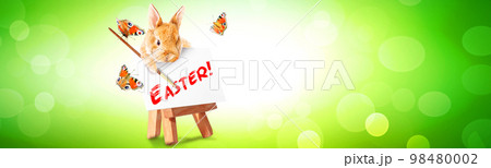 Funny Easter bunny. Happy Easter holiday concept. 98480002