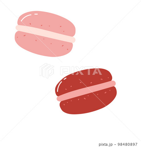 Hand drawn macaroon cookies. Flat vector illustration of sweet dessert, pastry food 98480897
