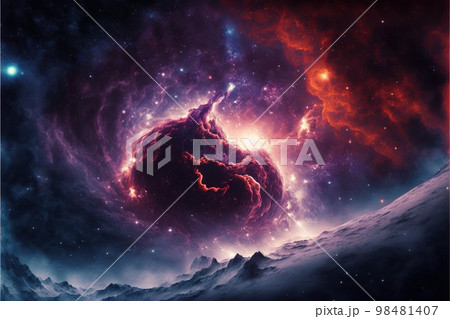 Nebula and galaxies in outer space, endless universe background, generative AI Nebula and galaxies in outer space, endless universe background, generative AI 98481407