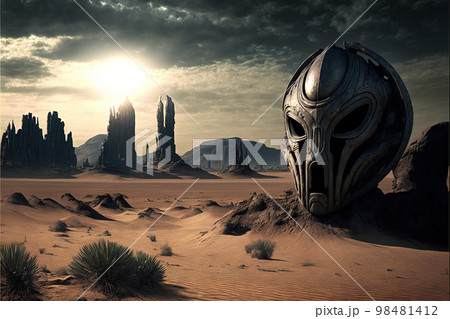 Alien planet in deep space, extraterrestrial landscape, generative AI Alien planet in deep space, extraterrestrial landscape, generative AI 98481412