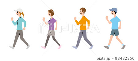ウォーキングをする若者たち 98482550