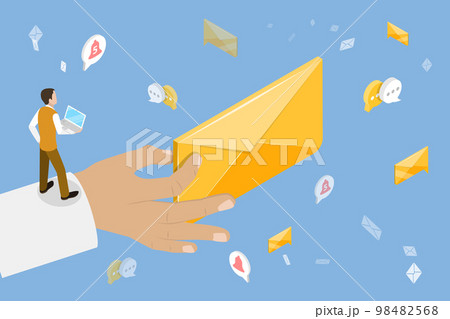 3D Isometric Flat Vector Conceptual Illustration of Sending a Message 98482568