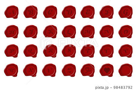 赤色のシーリングワックススタンプセット　アルファベット 98483792