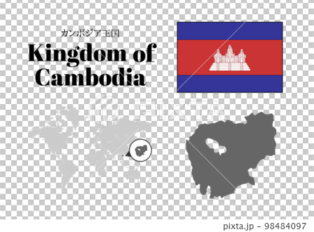 カンボジア　国旗/地図/領土 98484097
