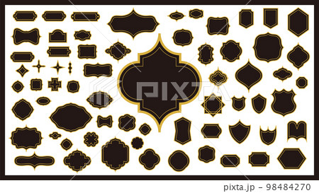 様々な形の高級感ゴールドのシンプルタイトル枠フレーム。ベクターイラスト素材セット 様々な形の高級感ゴールドのシンプルタイトル枠フレーム。ベクターイラスト素材セット 98484270