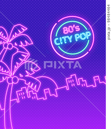 80's city pop neon sign background material icon 2 - Stock 