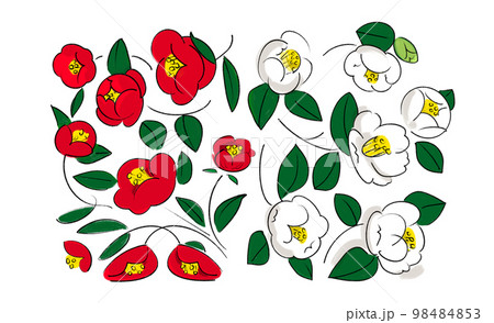 デフォルメで描いた椿のイラスト 98484853