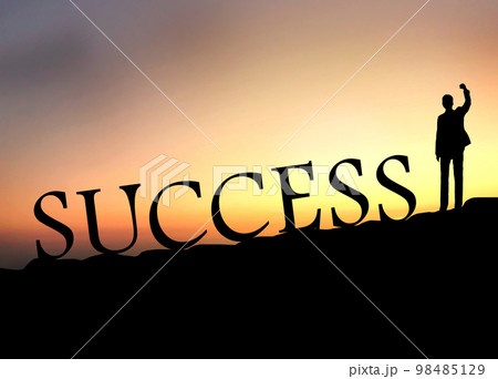 Businessman success silhouette, confident and winner or achievement in business concept 98485129