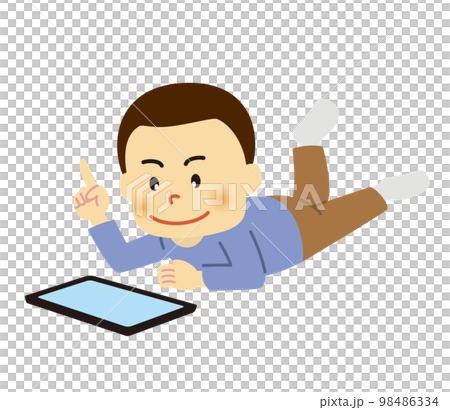 Illustration of a boy with a tablet Illustration of a boy with a tablet 98486334
