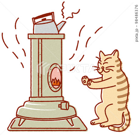 ストーブと猫 98486376