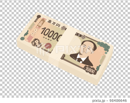 Illustration of a deformed new 10,000 yen bill 98486646