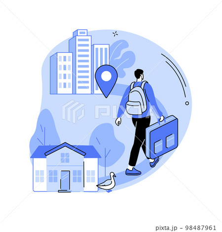 Migration from the countryside to the town abstract concept vector illustration. 98487961