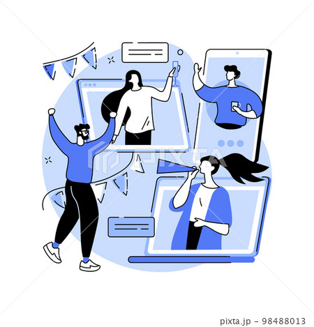 Self-isolation party abstract concept vector illustration. 98488013
