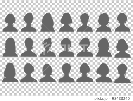 女性21人の顔正面の上半身バストアップのイラストセット 98488240