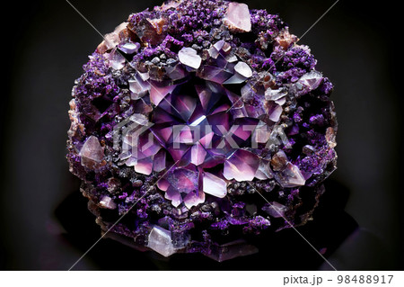 Amethyst druze crystal. Magic gemstones for esoteric spiritual practice, Healing, Witchcraft, reiki therapy. Generative AI illustration Amethyst druze crystal. Magic gemstones for esoteric spiritual practice, Healing, Witchcraft, reiki therapy. Generative AI illustration 98488917