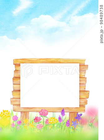 花畑と掲示板 背景素材 花畑と掲示板 背景素材 98489738