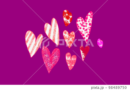 手描きされたハートモチーフカードデザイン一 98489750