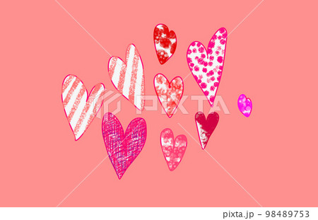 手描きされたハートモチーフカードデザイン三 98489753