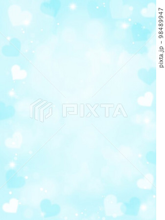 ブルーハートキラキラ背景 98489947
