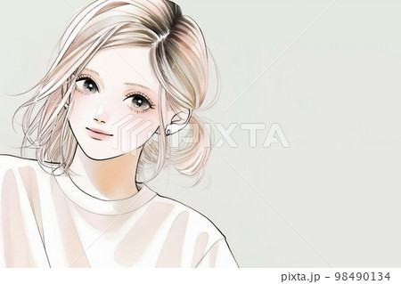 清潔感のある綺麗なお姉さん　水彩画「AI生成画像」 98490134
