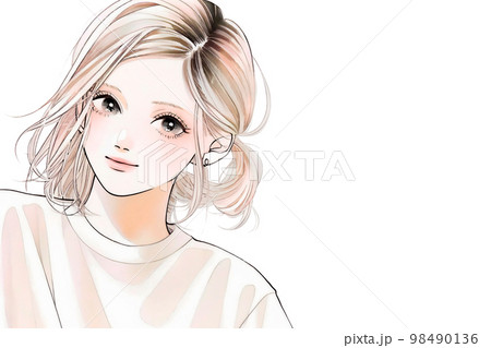 清潔感のある綺麗なお姉さん　水彩画「AI生成画像」 98490136